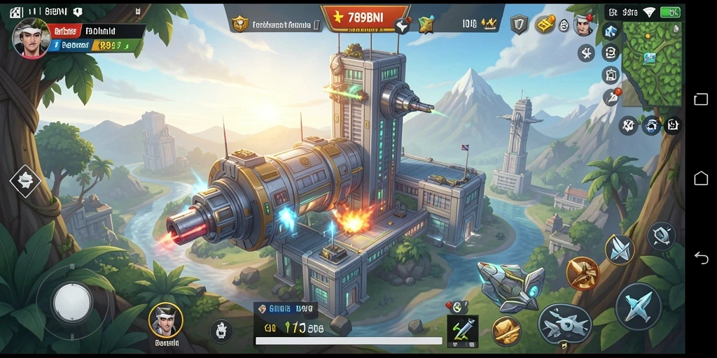 Screenshot gameplay 789BNI dengan menara pertahanan yang strategis.