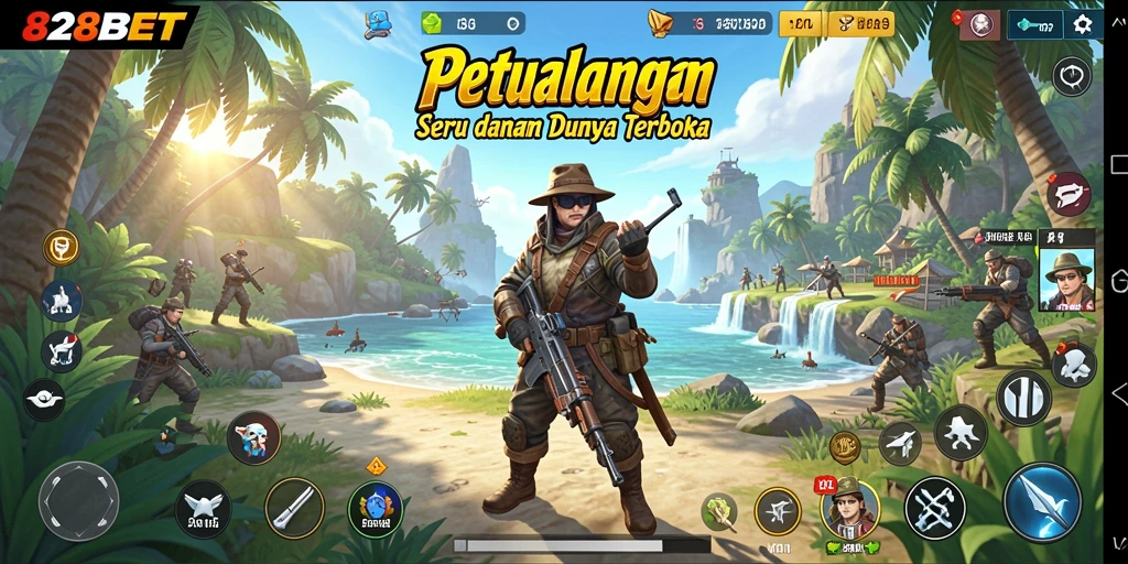Screenshot gameplay 828BET yang menampilkan petualangan luar biasa dalam dunia terbuka.