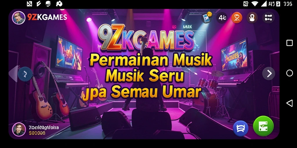 Tampilan gameplay seru dalam 9ZKGAMES dengan berbagai jenis musik.