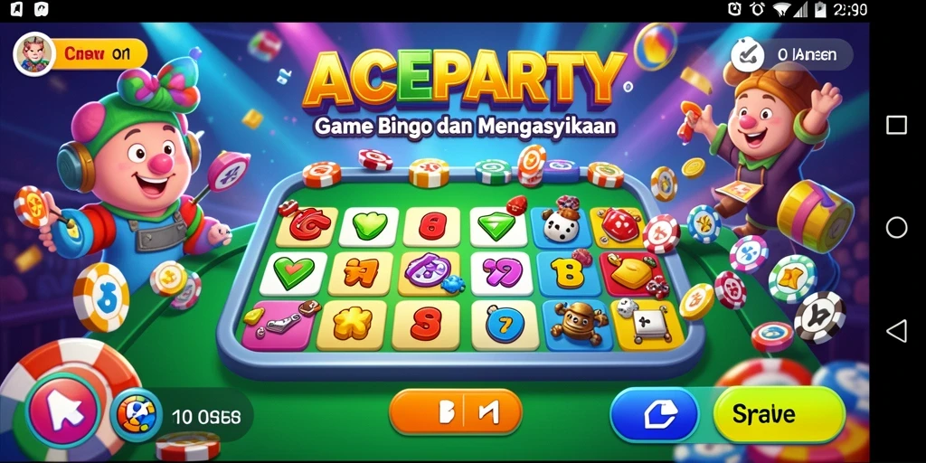 Screenshot ACEPARTY menampilkan gameplay Bingo yang seru.