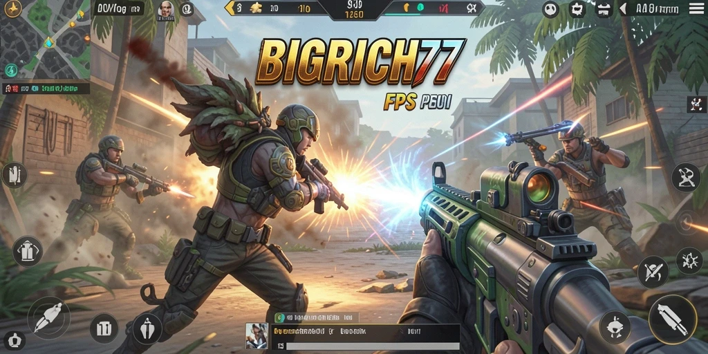 Tangkapan layar menunjukkan aksi intens dalam BIGRICH77.