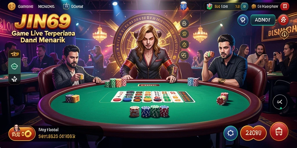 Tampilan permainan blackjack langsung di JIN69 dengan dealer profesional.