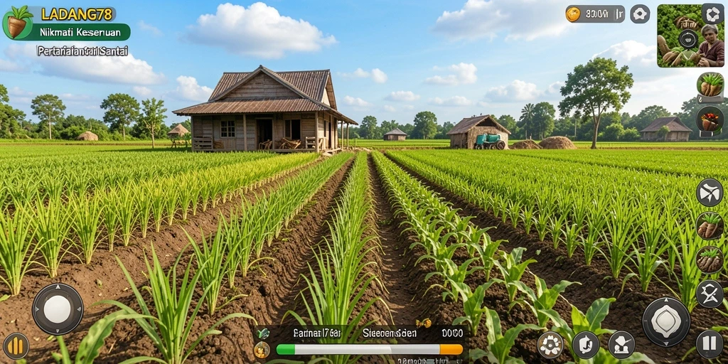 Tampilan gameplay <strong>LADANG78</strong> yang menyenangkan dengan ladang yang subur.