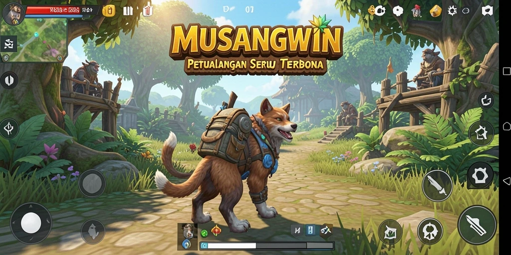 Screenshot gameplay <strong>MUSANGWIN</strong> yang menampilkan petualangan di dunia terbuka.