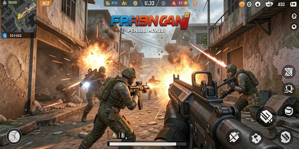 Screenshot N32 memperlihatkan aksi tembak-menembak yang mendebarkan.