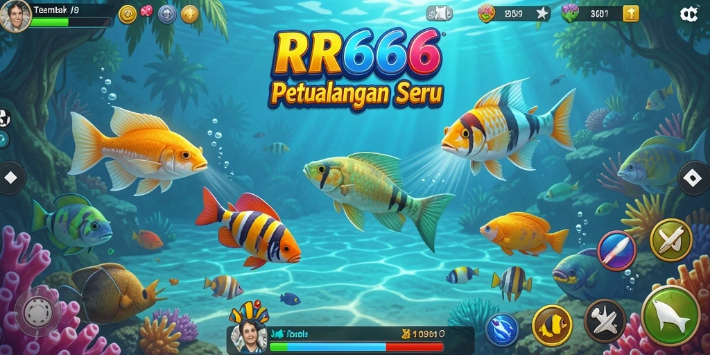 Screenshot gameplay yang menegangkan dari RR666 saat menembak ikan.