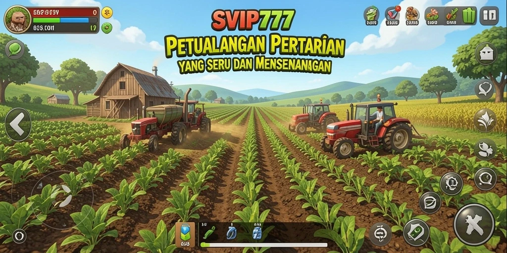 Screenshot gameplay SVIP777 yang menunjukkan aktivitas pertanian yang menyenangkan.
