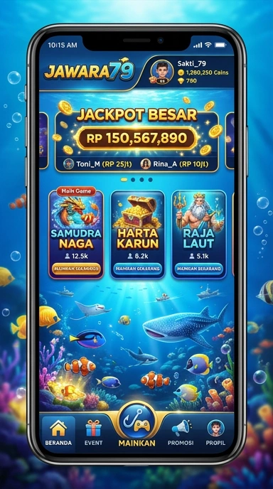 Screenshot aplikasi yang menunjukkan berbagai kategori di jawara79.